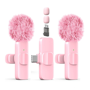 Microphone Lavalier Mini Rose Rechargeable 2-en-1 pour Streaming en Direct et Téléphonie – Fabricant de Microphones sans Fil - Product Image 1