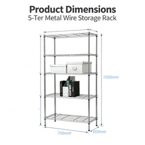 5-tier chrome assembler étagères en treillis métallique pour le stockage - Product Image 2