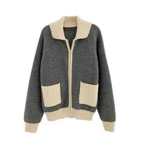 Оптовая продажа, Модный женский вязаный кардиган на заказ, осенний и зимний удобный теплый свитер с длинными рукавами