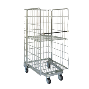 עגלת אחסון מתקפלת תעשייתית מפלדת אל-חלד עמידה במיוחד, רב מכר, ניתנת להתאמה אישית, בעלת ארבעה גלגלים, עומס 200 ק\\\"ג, חמה - Product Image 3