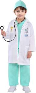 Çocuklar cadılar bayramı Cosplay doktor kostüm ile Lab Coat şapka etekler dahil stetoskop rozeti - Product Image 2