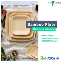 Assiettes jetables biodégradables carrées en bambou - Assiettes compostables pour fêtes, restaurants, hôtels