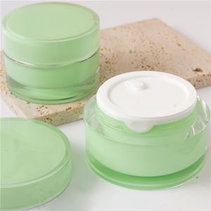 Producto de cuidado de la piel verde redondo de alta calidad, embalaje de 50g, tarro cosmético acrílico de doble capa, tarro de crema personalizado - Product Image 4