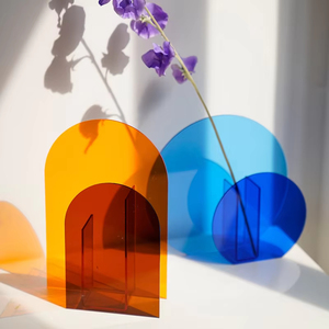 Jarrón Acrílico Geométrico de Diseño Clásico, Transparente, para Arreglos Florales, Adornos Hidropónicos, Jarrón Acrílico para Flores - Product Image 4