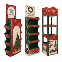 Support de présentation de Noël en forme d'arbre, 3 ou 4 niveaux, en carton ondulé, pour sol