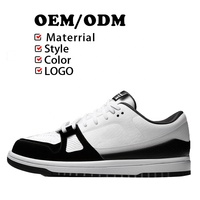 Baskets basses populaires pour hommes, style skate urbain, en cuir gaufré noir et blanc, semelle plate, amortissantes, avec logo personnalisé