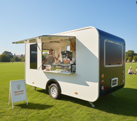Camion de restauration mobile carré à 4 roues en acier inoxydable T3 ORANGE, entièrement équipé pour la vente de café, de glaces, de sandwichs et de pizzas