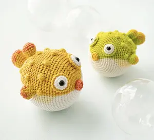 Amigurumi Dolls Small Handmade Crocheted Fluffy the puffer fish for Baby Gift
