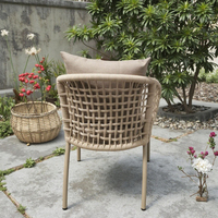 Chaise de salle à manger en aluminium moderne empilable pour extérieur, style bistrot-café, avec corde tressée