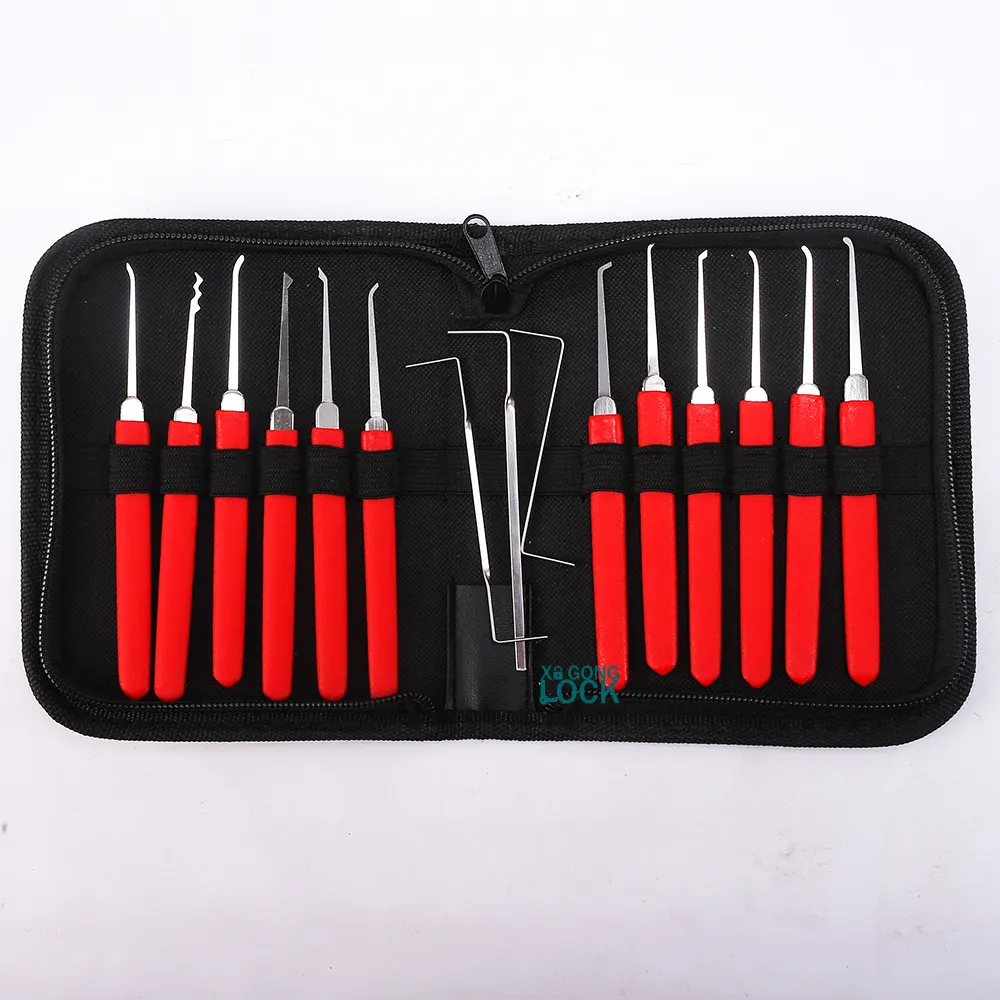 red most useful wallet sized mini basic beginner lock pick lockpick practice set