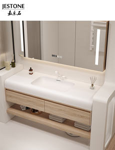 Stile moderno di alta qualità personalizzato prezzo ragionevole design moderno Corians un pezzo lavabo e bancone del <span class=keywords><strong>bagno</strong></span> - Product Image 3