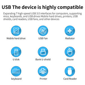 <strong>7</strong> <strong>Port</strong> 10W Power <strong>USB</strong> <strong>3.0</strong> <strong>Hub</strong> 5Gbps Data Transfer <strong>with</strong> RGB Led Splitter <strong>USB</strong> <strong>Hub</strong> <strong>3.0</strong> Powered Adapter Charging <strong>Port</strong> for PC Laptops - Product Image 4