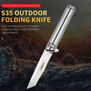 All <strong>Metal</strong> Frame Flipper Folding Knife S35VN Blade Compact Pocket Carry Outdoor Pocket Clip <strong>EDC</strong> Carry Utility Knife - Product Image 3