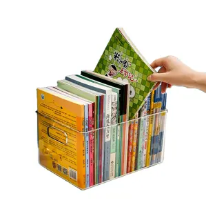 Panier de rangement Transparent en plastique pour livres, boîte de rangement, sac pour livres d'images, étudiants, boîte de rangement