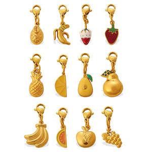 Colgante de Oro de 18K Serie Frutas: Piña, Plátano, Fresa, <span class=keywords><strong>Manzana</strong></span> - Charm Hecho a Mano DIY - Product Image 5