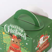 Boîte cadeau de Noël avec poignée découpée, boîte à bonbons en papier imprimée en couleur pour les fêtes de fin d'année, motif renne