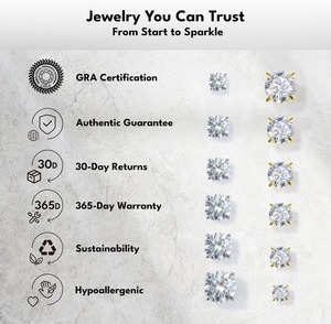 Boucles d'oreilles clous en moissanite couleur D clarté VVS1, diamant de laboratoire, or blanc 14K, argent sterling S925 - Product Image 5