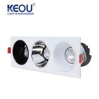 Keou Engineering Spot LED moderne 12W Spot commercial carré COB Plafonnier Base encastrée réglable Corps en aluminium