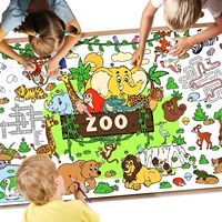 Tapis de coloriage éducatif pour enfants, motif animaux du zoo, à colorier soi-même, pour activités artistiques et créatives