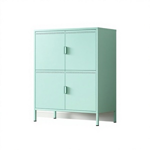 Armoire de salon Sodor en acier avec portes, étagères réglables, design moderne, organisation multifonctionnelle, <span class=keywords><strong>casier</strong></span>, fente de ventilation - Product Image 5