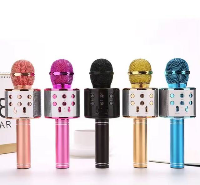 Bulk Custom Handheld Bluetooth Karaoke Microphone Kids Wireless Mic with Built-in Speaker for Cross-border Wholesale