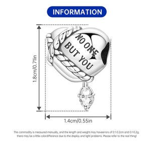 Pulsera de cuentas con cordón en forma de corazón de cobre blanco, un accesorio de joyería/pulsera DIY de alta gama diseñado específicamente para mujeres. - Product Image 3