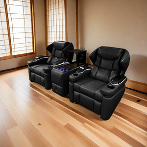 Poltrona Reclinabile Moderna in Vera Pelle per Auto, Poltrona VIP Nera per Cinema di Lusso, Poltrone Reclinabili per Interni <span class=keywords><strong>Casa</strong></span> Cinema - Product Image 4