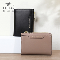 Dompet Kartu Ultra Tipis Bergaya Vintage Terbaru, Dompet Zipper Pendek Portabel Multi-Fungsi