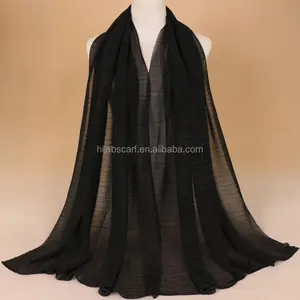 Einfarbiger plissiert glänzender elastischer Schal muslimischer Schal Lurex Glitter krausiger Hijab-Schal für Damen