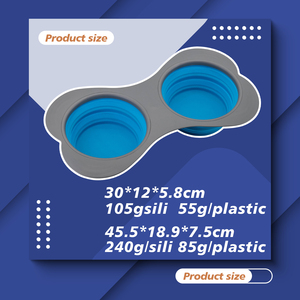 Cuenco plegable para perros con forma de hueso <span class=keywords><strong>grande</strong></span>-Comedero doble de silicona plegable de tamaño extra para viajes de razas grandes - Product Image 3