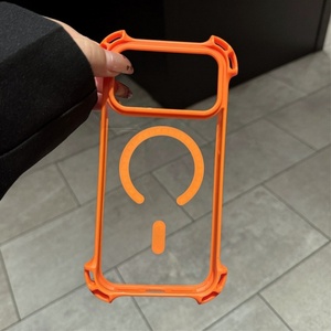 New Four Corners Gasbag Shockproof Magnetic Wireless Charging Anti-Fingerprint Transparent TPU+Acrylic Phone Case for 17 - Product Image 3