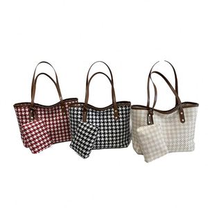 Bolso de Mano Clásico a Cuadros Retro Vintage con Monedero, Gran Capacidad, Elegante, Fácil de Combinar, Bolso de Hombro con Monograma - Product Image 4