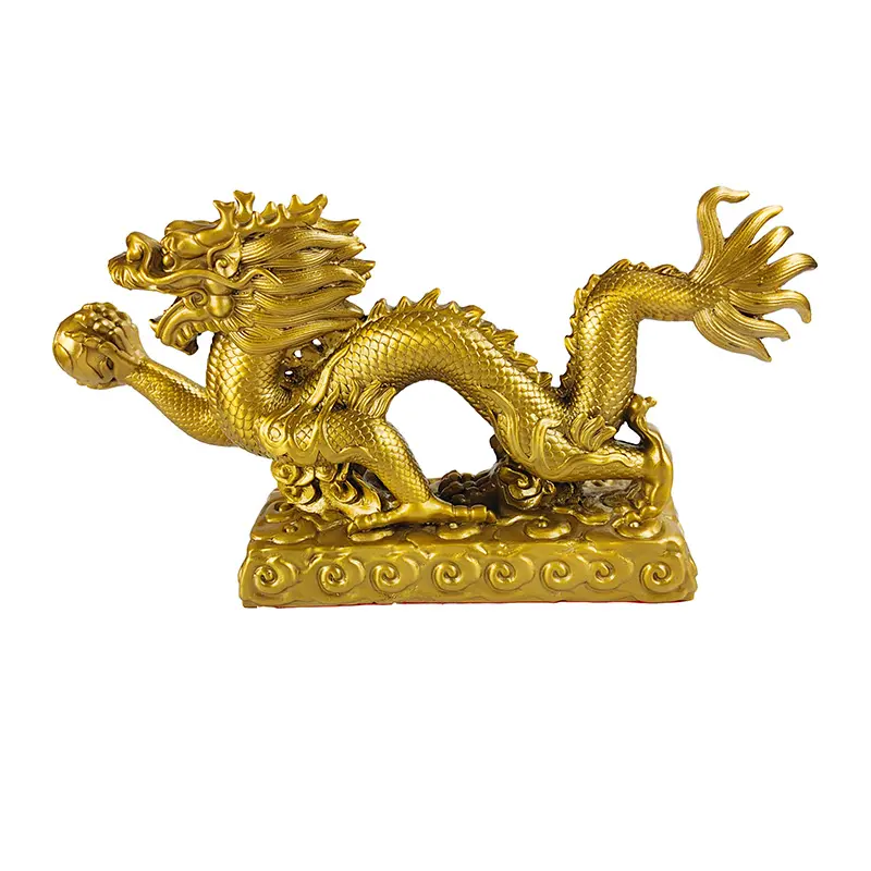 Suministros para manualidades, decoración del hogar, escultura, decoración, artesanía de latón, dragón dorado, productos fengshui para el hogar, dragón dorado