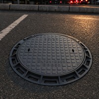 Couvercle de drainage en fonte ductile à surface circulaire revêtue D400 pour passerelle piétonne