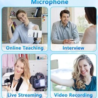Microfono Lavalier Wireless 3 in 1 a Doppio Bavero per iPhone, Android, Fotocamera, Interviste, Live Streaming, YouTube, TikTok
