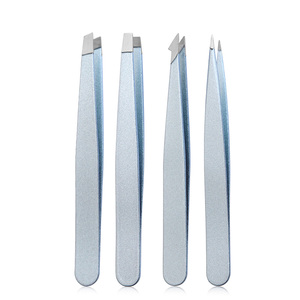 Tùy chỉnh 4pcs không thấm nước Tweezer lông mi mở rộng nghiêng phẳng nhọn vẻ đẹp lông mày Tweezer Set Kit - Product Image 1