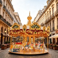 Meilleur Prix : Carrousel Pliant Simple et Attrayant pour Enfants, 16 Places, pour Parc d'Attractions, Monté sur Remorque
