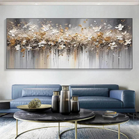 Peinture abstraite contemporaine blanche et dorée, grande toile murale, art texturé, décoration moderne pour salon, chambre à coucher