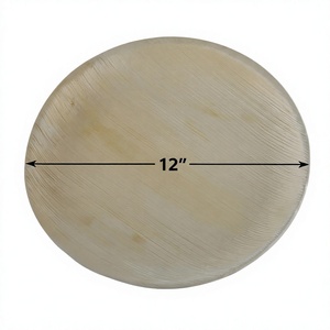 Assiette de service profonde 30 cm minimaliste en feuille de palmier Areca de qualité supérieure, écologique, biodégradable, jetable et compatible micro-ondes pour mariage - Product Image 1