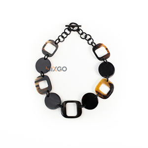Collar de Cadena Mixta Cuadrada y Redonda de Cuerno de Búfalo Natural, Unisex, Moderno, Marca BIXGO Premium, Regalo de Vietnam - Product Image 1