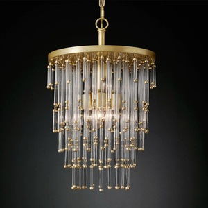 Lámpara de Araña de Latón y Cristal de Estilo Clásico Moderno de Restoration Hardware, Diseño de Instalación Colgante para Hoteles y Auditorios - Product Image 3