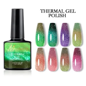 8 colors temperature changing reflective glitter gel nail polish disco diamond flashing nail polish gel