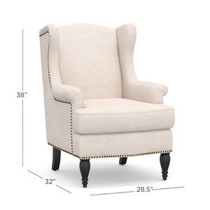 Home Furniture Living Room <strong>Wing</strong>-Shape <strong>Back</strong> French Style Linen Fabric Antique Design <strong>Arm</strong> Accent <strong>Chair</strong> - Product Image 1