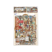 4 feuilles par paquet d'autocollants, série Ma Petite Maison n°42, collage d'autocollants grand format ultra-orné pour soulager le stress
