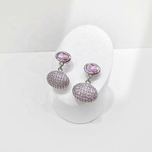 Precio de fábrica, pendientes de plata 925 con piedra rosa, joyería fina al por mayor, pendientes geométricos grandes de circonia con forma de estrella para mujer, 2026 - Product Image 5