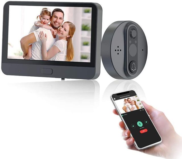 Smart Tuya WiFi 1080P Peephole Video Doorbell Camera Home PIR HD Night Vision Tuya Smart Life APP