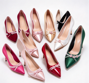 Escarpins classiques chics pour femmes en cuir lisse, à talon aiguille fin et bout pointu, avec boucle avant, tailles variées, pour une allure élégante - Product Image 1
