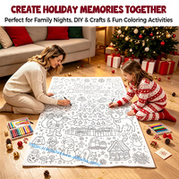 Couverture en velours DIY à colorier pour Noël, personnalisable, lavable, pour adultes et enfants, avec marqueurs, idéale pour le graffiti et l'éducation artistique