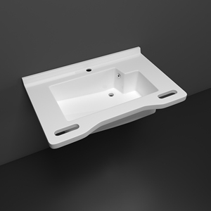 Modernas Barras de Soporte para Lavabos de Piedra Artificial No Porosa - Lavabo Colgante de Pared Ecológico de Grado Médico para Centros de Cuidado y Rehabilitación - Product Image 1