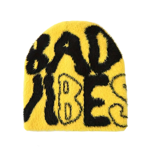 Gorro de punto personalizado con logotipo bordado Mohair Beanies Low Moq Y2k Gorros personalizados Jacquard cálidos de varios colores - Product Image 3